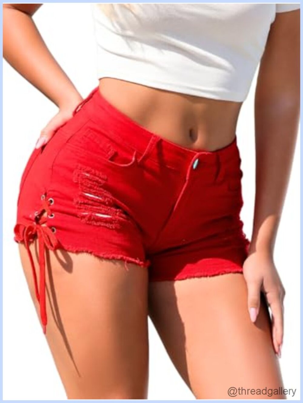 Distressed Low Rise Denim Shorts Cut Off Jean Shorts with Pockets